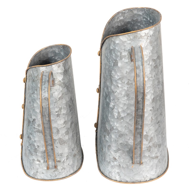 Clayre & Eef Decorative Watering Can Set of 2 Grey Metal