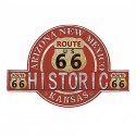 Clayre & Eef Text Sign 50x34 cm Red Iron Route 66