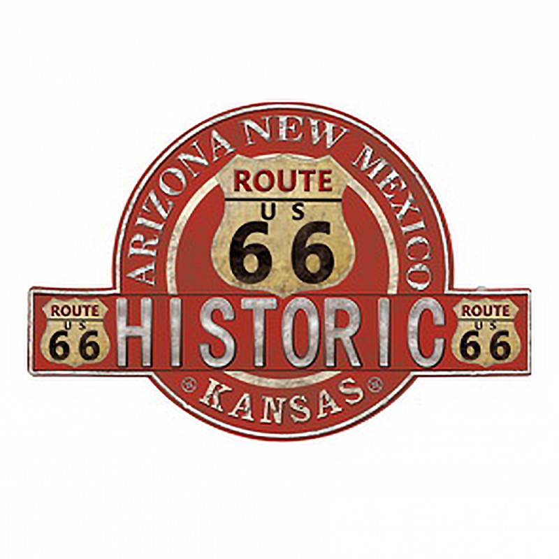 Clayre & Eef Textschild 50x34 cm Rot Eisen Route 66