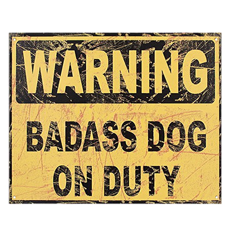 Clayre & Eef Text Sign 25x20 cm Yellow Iron Warning