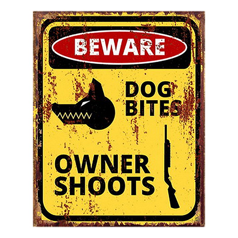 Clayre & Eef Plaque de texte 20x25 cm Jaune Fer Warning