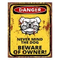 Clayre & Eef Text Sign 20x25 cm Yellow Iron Dog Warning