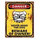 Clayre & Eef Tekstbord  20x25 cm Geel Ijzer Hond Warning