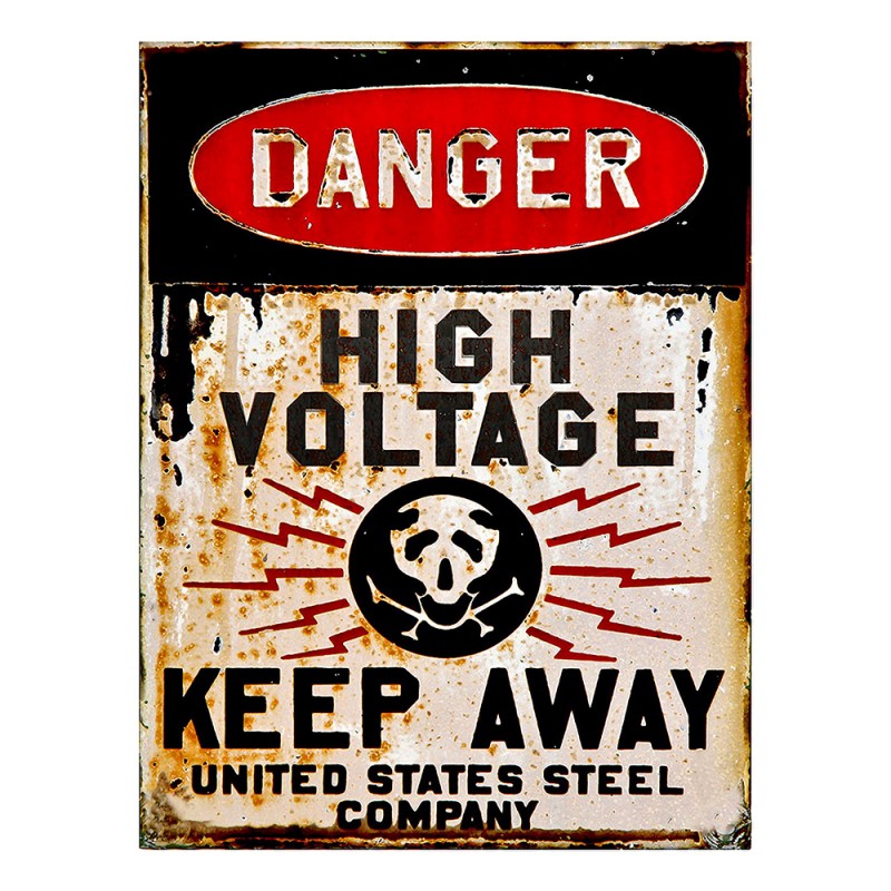 Clayre & Eef Text Sign 25x33 cm Beige Black Iron Warning