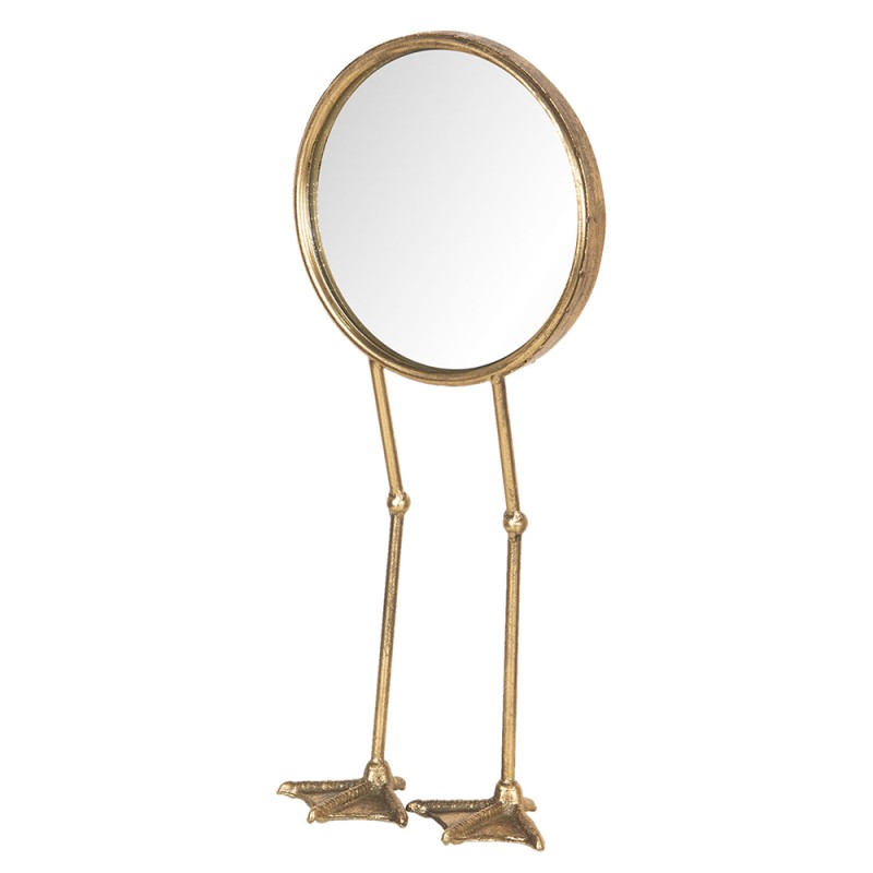 2Clayre & Eef Mirror 62S160 20*47 cm Golden color Metal Glass Round