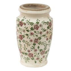 Clayre & Eef Vase Ø 15x26 cm Rose Beige Céramique Fleurs