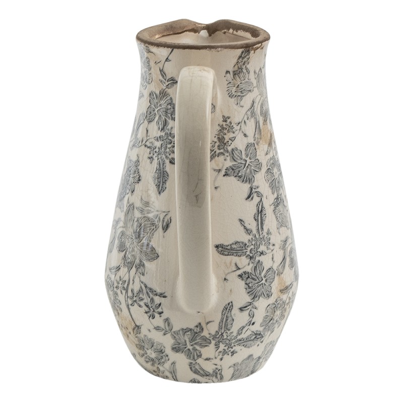 Clayre & Eef Brocca decorativa 20x14x25 cm Grigio Beige Ceramica Fiori