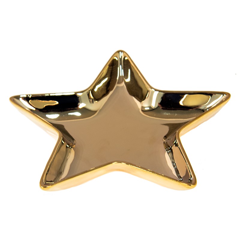 Clayre & Eef Decorative Bowl Star 20x19 cm Gold colored Ceramic