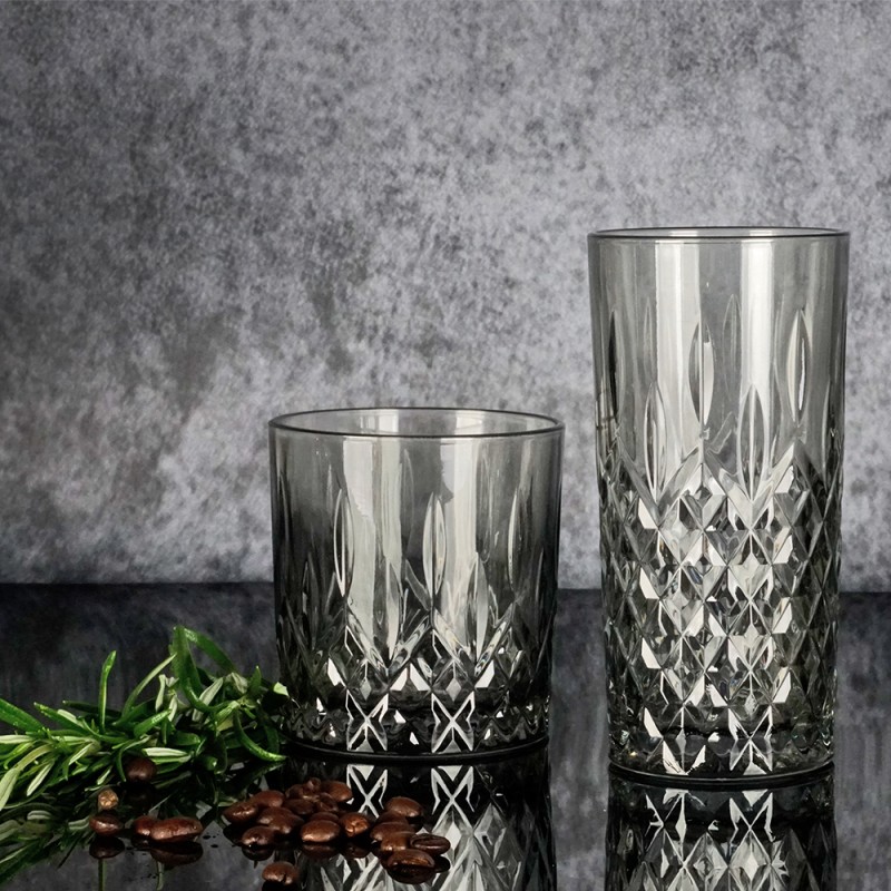 Clayre & Eef Wasserglas 300 ml Grau Glas