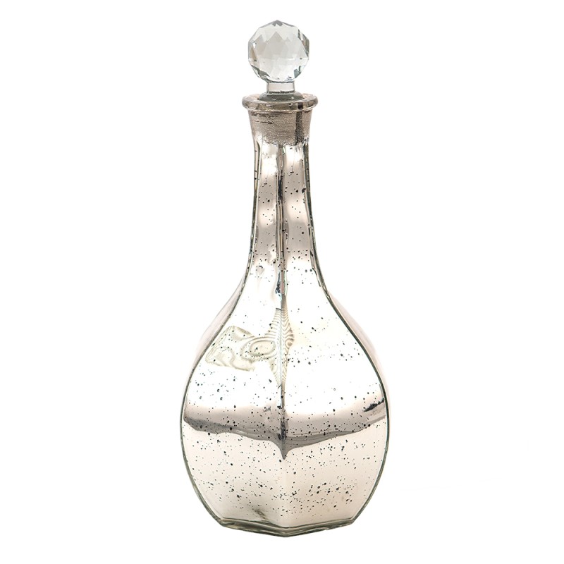 Clayre & Eef Decorative Bottle Ø 12x31 cm Silver colored Glass