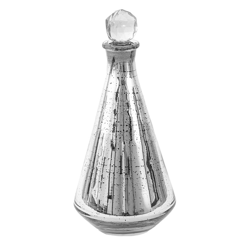 Clayre & Eef Decorative Bottle Ø 12x26 cm Silver colored Glass