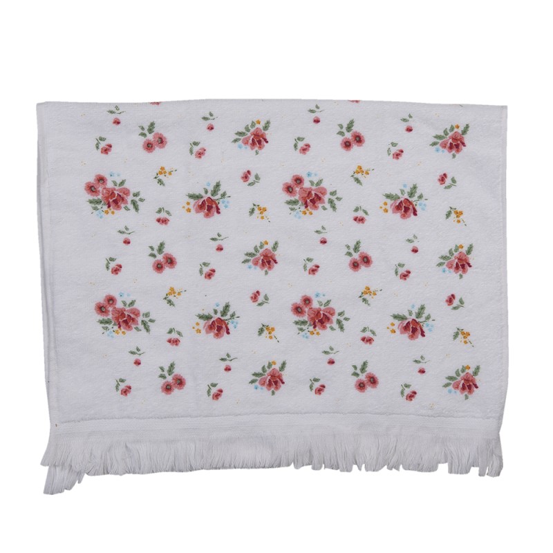 Clayre & Eef Guest Towel 40x66 cm Pink Cotton Flowers