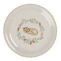 Clayre & Eef Piatto per la colazione Ø 20 cm Beige Marrone  Ceramica Rotondo Volpi