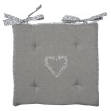 Clayre & Eef Chair Cushion Foam 40x40x4 cm Grey Cotton Hearts Diamonds