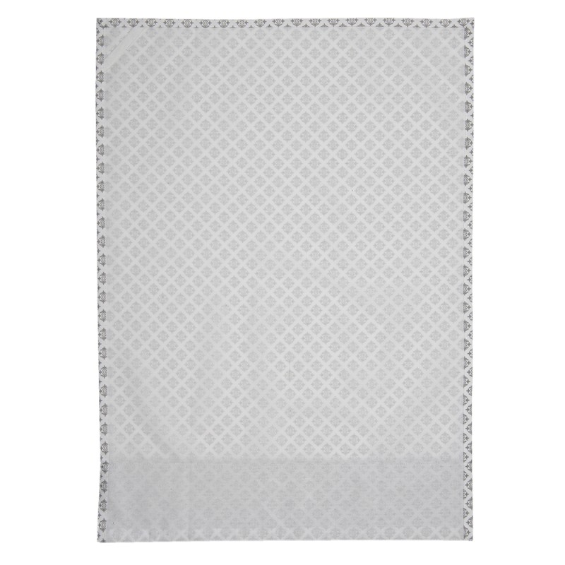 Clayre & Eef Tea Towel  50x70 cm Grey White Cotton Hearts Diamonds