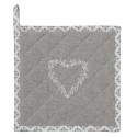 Clayre & Eef Pot Holder 20x20 cm Grey White Cotton Square Hearts Diamonds