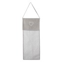 Clayre & Eef Bread Bag 28x68 cm Grey White Cotton Rectangle Hearts Diamonds