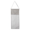 Clayre & Eef Sac à pain 28x68 cm Gris Blanc Coton Rectangle Coeurs carreaux