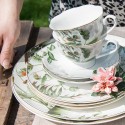 Clayre & Eef Cup and Saucer 220 ml White Green Porcelain Birds