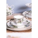 Clayre & Eef Cup and Saucer 220 ml White Green Porcelain Birds
