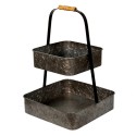 Clayre & Eef 2-Tiered Stand 31x31x47 cm Grey Iron Square