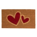 Clayre & Eef Door Mat 75x45 cm Brown Red PVS Coconut Fiber Rectangle Hearts