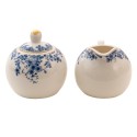 Clayre & Eef Melk en Suiker Set  Blauw Porselein Bloemen