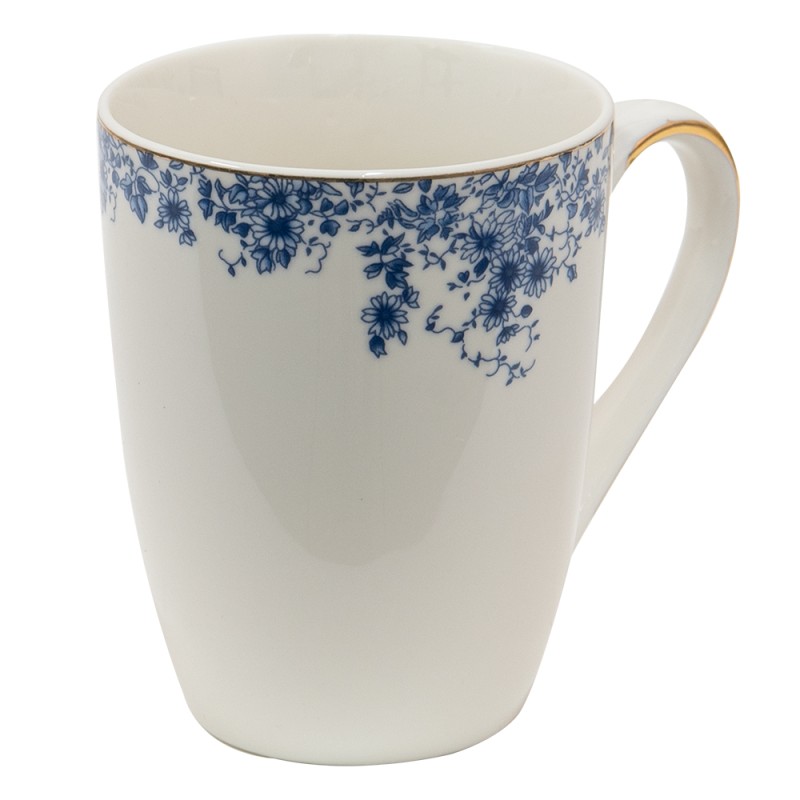 Clayre & Eef Mug 330 ml Bleu Porcelaine Fleurs