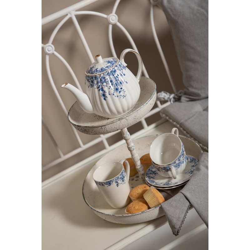 Clayre & Eef Mug 330 ml Bleu Porcelaine Fleurs