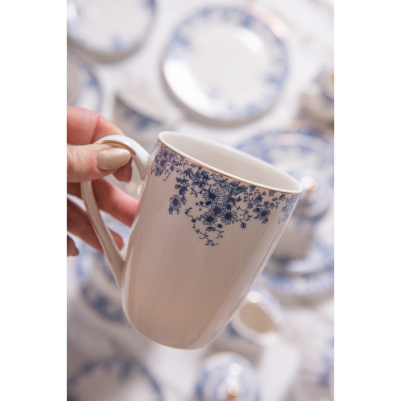 Clayre & Eef Tazza 330 ml Blu Porcellana Fiori