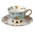 Clayre & Eef Cup and Saucer 200 ml White Blue Porcelain