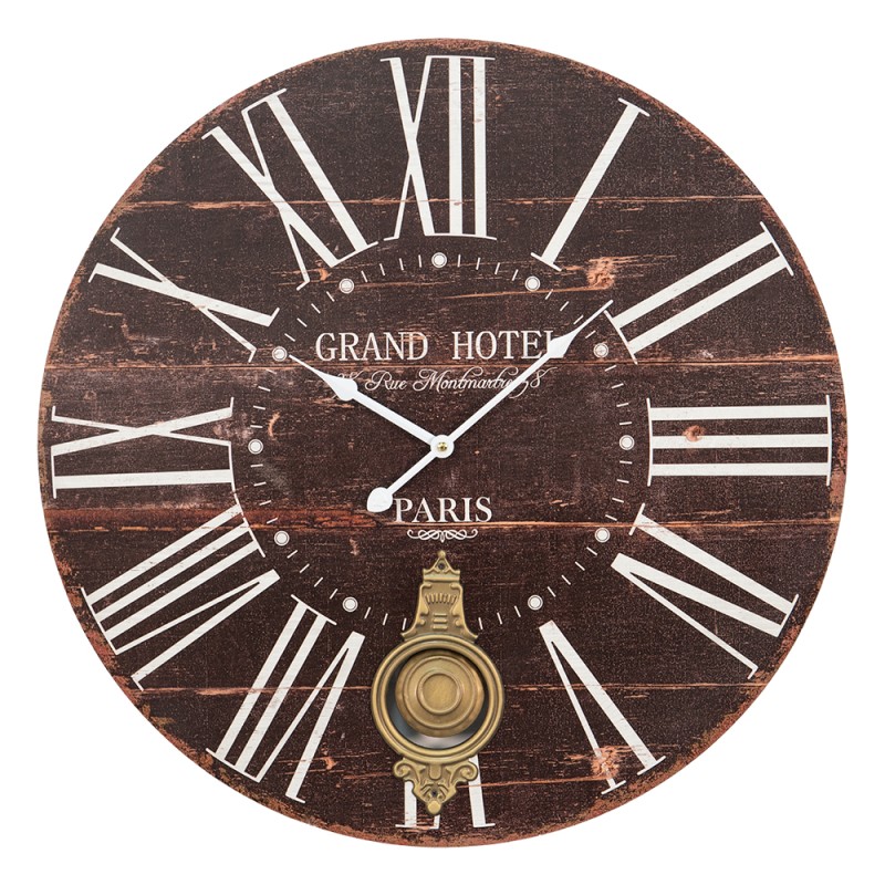 Clayre & Eef Horloge mural 58x4 cm Marron MDF Rond