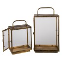 Clayre & Eef Lantern Set of 2 Copper colored Metal Glass