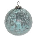 Clayre & Eef Christmas Bauble Ø 12 cm Turquoise Glass Metal