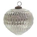 Clayre & Eef Christmas Bauble Ø 12 cm Silver colored Grey Glass