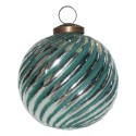 Clayre & Eef Christmas Bauble Ø 10 cm Green Silver colored Glass Metal