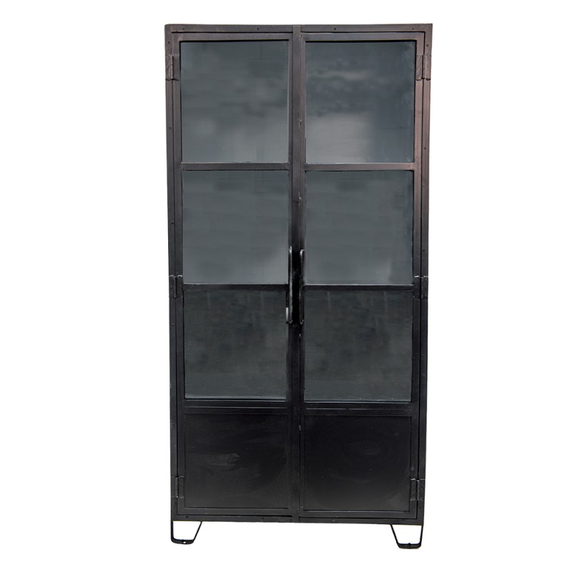 Clayre & Eef Display Cabinet 90x40x190 cm Black Wood Iron