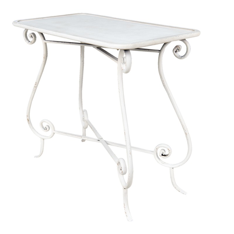 Clayre & Eef Side Table 90x48x79 cm White Iron Wood Rectangle