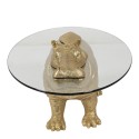 Clayre & Eef Side Table Hippopotamus 80x50x37 cm Gold colored Plastic Glass