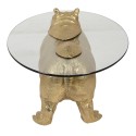 Clayre & Eef Side Table Hippopotamus 80x50x37 cm Gold colored Plastic Glass
