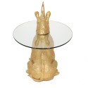 Clayre & Eef Table d'appoint Rhinocéros Ø 65x55 cm Couleur or Plastique Verre