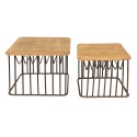 Clayre & Eef Side Table Set of 2 Brown Iron Wood