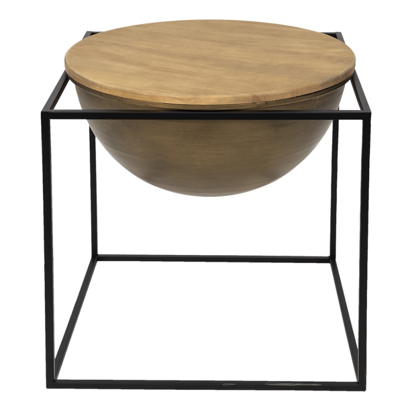 Clayre & Eef Side Table 53x53x55 cm Brown Black Iron Wood