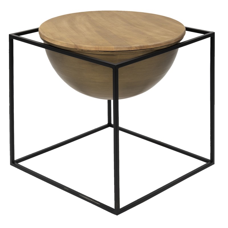 Clayre & Eef Side Table 53x53x55 cm Brown Black Iron Wood
