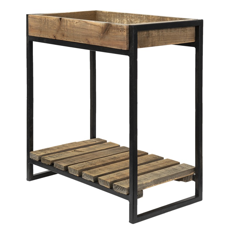 Clayre & Eef Side Table 40x22x43 cm Brown Black Wood