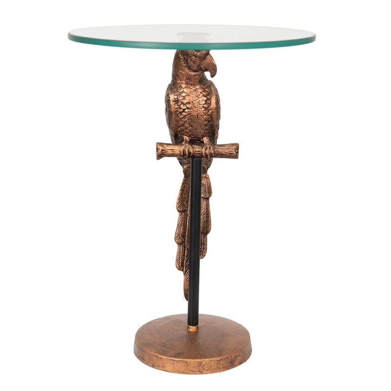 Clayre & Eef Side Table Parrot Ø 38x53 cm Copper colored Glass