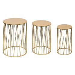 Clayre & Eef Plant Table Set of 3 Ø 38 Ø 31 Ø 24 cm Gold colored Metal