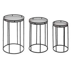 Clayre & Eef Plant Table Set of 3 Ø 35 Ø 31 Ø 26 cm Black Metal