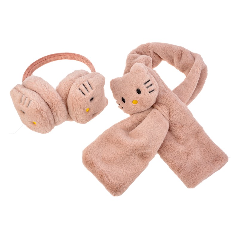 Melady Set of Earmuffs and Scarf for Children Pink Polyester Round