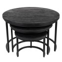 Clayre & Eef Side Table Set of 3 Ø 75 Ø 55/ Ø 40 cm Black Wood